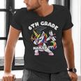 Girls Dabbing Unicorn 6th Sixth Grade Nailed It Graduation Men's V-Neck T-Shirt