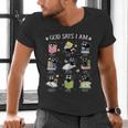 God Says I Am Cat Book Lover Christian Cute Jesus Girls Kids Men's V-Neck T-Shirt