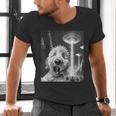 Goldendoodle Alien UFO Taking a Selfie Dog Mom Dad Men's V-Neck T-Shirt