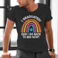 I Graduated Can I Go Back To Bed Now Graduation Hat Rainbow Men's V-Neck T-Shirt