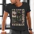 Grandpa Veteran Fathers Day Dad Veteran Camo American Flag Men's V-Neck T-Shirt