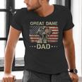 Great Dane Dad Dog Lovers American Flag 4th Of July Men's V-Neck T-Shirt