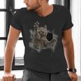 Grey Cat Torn Cloth Cat Dad Cat Mom Cat Lover Men's V-Neck T-Shirt Grey Cat Torn Cloth Cat Dad Cat Mom Cat Lover Men's V-Neck T-Shirt
