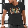 Groovy Daddy Birthday Party Peace Sign Dad 60s 70s Hippie Men's V-Neck T-Shirt