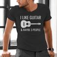 I Like Guitar & Maybe 3 People Music Introvert Guitar Men's V-Neck T-Shirt