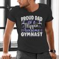 Gymnastics Watercolor Proud Dad Of A Flippin Awesome Gymnast Men's V-Neck T-Shirt Gymnastics Watercolor Proud Dad Of A Flippin Awesome Gymnast Men's V-Neck T-Shirt