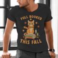 Halloween Fully Booked This Fall Book Ginger Cat Reading Men's V-Neck T-Shirt