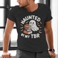Haunted By My TBR Cute Ghost Book Reading Teacher Halloween Men's V-Neck T-Shirt