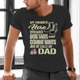 Hero Wears Dog Tags Combat Boots Proud Army Dad Father Men's V-Neck T-Shirt