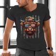 Highland Cow 4th July USA Flag Dad Father America Men Boys Men's V-Neck T-Shirt