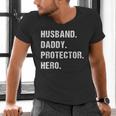 Husband Daddy Protector Hero For Dad Wife Small Men's V-Neck T-Shirt
