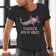 Id Rather Be With My Axolotl Salamander Introvert Men's V-Neck T-Shirt Id Rather Be With My Axolotl Salamander Introvert Men's V-Neck T-Shirt
