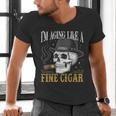 I'm Aging Like a Fine Cigar Skull Dad Retro Adult Men's V-Neck T-Shirt