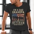 I'm A Dad Grandpa And Veteran Patriotic US Flag Veterans Day Men's V-Neck T-Shirt