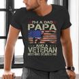 I'm A Dad Papa And Veteran Retro Dad Papa Grandpa Men's V-Neck T-Shirt