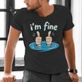 I'm Fine Drowning Thumbs Up Introvert Meme Humor Men's V-Neck T-Shirt