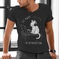 Introvert Cat With Coffee On Computer Antisocial Emo Goth Men's V-Neck T-Shirt