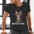 Introvert Mode Cat With Headphones Kitten Lover Men's V-Neck T-Shirt Introvert Mode Cat With Headphones Kitten Lover Men's V-Neck T-Shirt