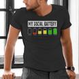 Introvert My Social Battery Low Level Graphic Men's V-Neck T-Shirt Introvert My Social Battery Low Level Graphic Men's V-Neck T-Shirt