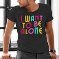 Introvert I Want To Be Alone Retro Wavy Men's V-Neck T-Shirt Introvert I Want To Be Alone Retro Wavy Men's V-Neck T-Shirt
