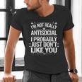 Introverted I'm Not Really Antisocial I Probably Men's V-Neck T-Shirt Introverted I'm Not Really Antisocial I Probably Men's V-Neck T-Shirt