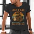 Just A Dad Who Always Came Back With The Milk Bigfoot Men's V-Neck T-Shirt