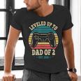 I Leveled Up To Dad Of 2 2026 Promoted To Dad Of Two Kids Men's V-Neck T-Shirt