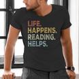 Life Happens Reading Helps Book Lovers Vinage Men's V-Neck T-Shirt
