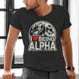 I Love Being Alpha Moonlit Wolf Meme Alpha Introvert Men's V-Neck T-Shirt