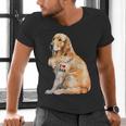 I Love Dad Patriotic Golden Retriever Canine Dog Lover Men's V-Neck T-Shirt