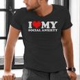 I Love My Social Anxiety Heart Humor Introvert Statement Men's V-Neck T-Shirt