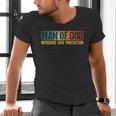 Man Of God Husband Dad Protector Christian Faith Fathers Day Men's V-Neck T-Shirt
