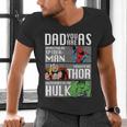 Marvel Father's Day Spider-Man Thor Hulk Dad Attributes Men's V-Neck T-Shirt