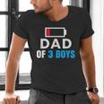 Matching Father's Day Low Battery Dad Of 3 Boys Men's V-Neck T-Shirt