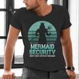 Mermaid Security Vintage Birthday Party Dad Father Day Men's V-Neck T-Shirt