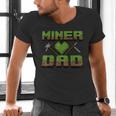 Miner Dad Birthday Boy Party Video Gamer Pixel Men's V-Neck T-Shirt