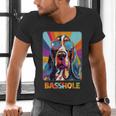 Mom & Dad Of a Basshole Basset Hound With Glasses -Adults Short Sleeve Men's V-Neck T-Shirt