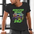 Monster Truck Dad Family Matching Birthday Party Fathers Day Men's V-Neck T-Shirt