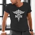 MSN Letters On Caduceus Medical Emblem MSN Nurse Graduation Men's V-Neck T-Shirt