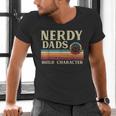 Nerdy Dads Build Character Retro Fathers Day Daddy Papa Men Men's V-Neck T-Shirt