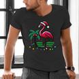 Nostalgia Holiday Tees -Adult Christmas Flamingo Small Short Sleeve Crew Neck Cotton Polyester Lightweight Ribbed Cuff Winter Men's V-Neck T-Shirt
