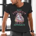 Not Friendly Do Not Approach Women & Girls Unicorn Cute Introvert & Humor Lovers For Women V-Neck Classic Fit Modern Short Sleeve Men's V-Neck T-Shirt