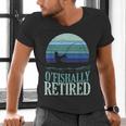 Ofishally Retired Fishing Retro Retirement Dad Men Men's V-Neck T-Shirt Ofishally Retired Fishing Retro Retirement Dad Men Men's V-Neck T-Shirt