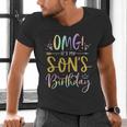 OMG It's My Son's Birthday Happy Bday Tie Dye Mom Dad Men's V-Neck T-Shirt