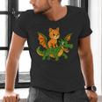 Orange Cat Dragon Riding Animal Lover Mom Dad Kids Men's V-Neck T-Shirt