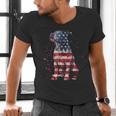 Patriotic Pitbull American Flag 4th Of July Dog Pitbull Dad Men's V-Neck T-Shirt