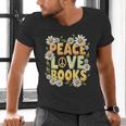 Peace Love Books Librarian Teacher Life Book Library Men's V-Neck T-Shirt