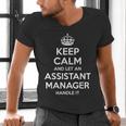 Personalized Keep Calm Graduation Christmas Team Assistant Manager Job Title Profession Birthday Men's V-Neck T-Shirt