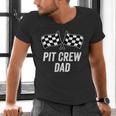 Pit Crew Dad Checkered Flag Hosting Race Car Birthday Partie Men's V-Neck T-Shirt Pit Crew Dad Checkered Flag Hosting Race Car Birthday Partie Men's V-Neck T-Shirt