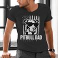 Pitbull Dad Men Pitbull Lover For Dog Dad American Flag Men's V-Neck T-Shirt Pitbull Dad Men Pitbull Lover For Dog Dad American Flag Men's V-Neck T-Shirt